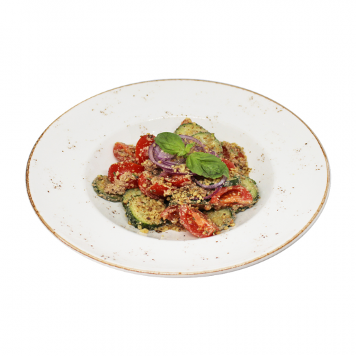 True Georgian vegetable salad with walnut sauce 