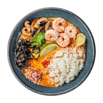 Суп Том ям пряний карі з креветкою