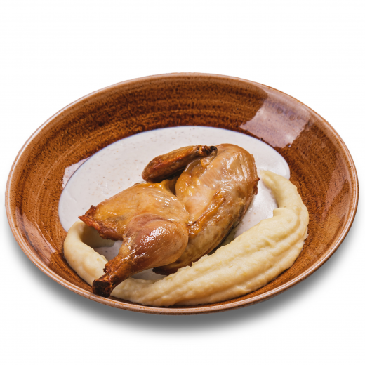 Chicken  in garlic sauce with mashed potatoes