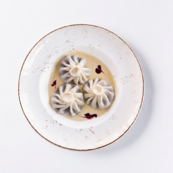 Cherry khinkali with sabayon sauce (3 pcs)
